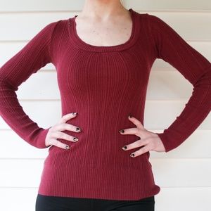 S Burgundy Ribbed Long Sleeve Shirt